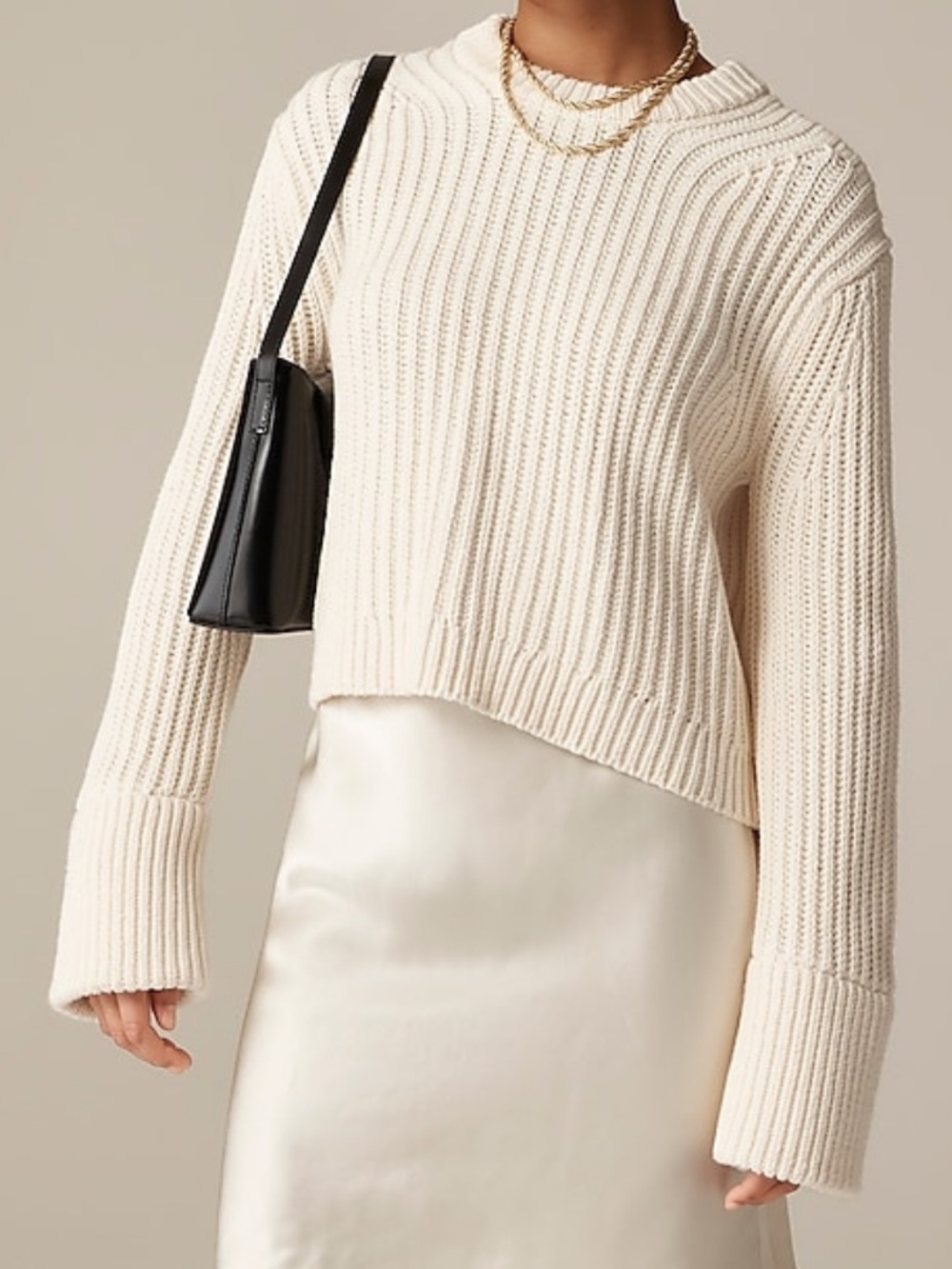 J. Crew Heritage Cotton Fisherman Cropped Crew Neck Sweater 2X Minimalist Fall